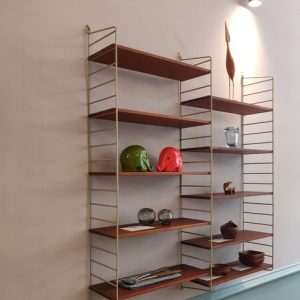 Modular Wire And Teak Shelving