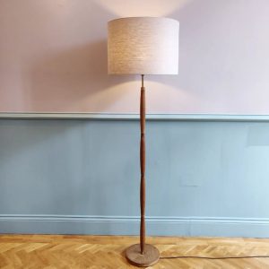 Oak Floor Lamp With Linen Shade