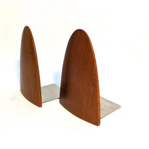 Pair Mid Century Teak Bookends