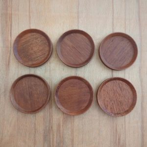 Set Of Six Teak Coasters