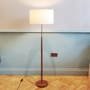 Teak Floor Lamp With Cloth Shade