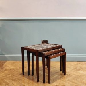 Tiled Rosewood Nesting Tables - Set Of Three