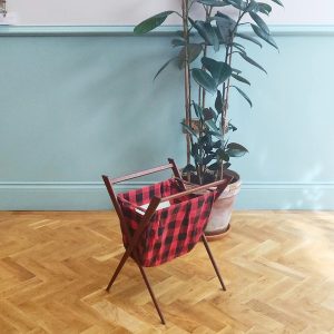 Folding Teak Wool Basket