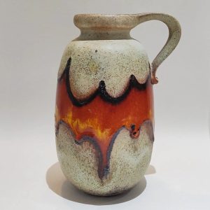 Grey And Orange Scheurich Handled Vase 484-27
