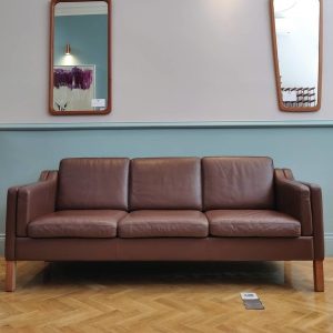 Brown Leather Three Seat Sofa