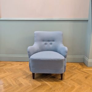 Blue Danish Button Back Armchair